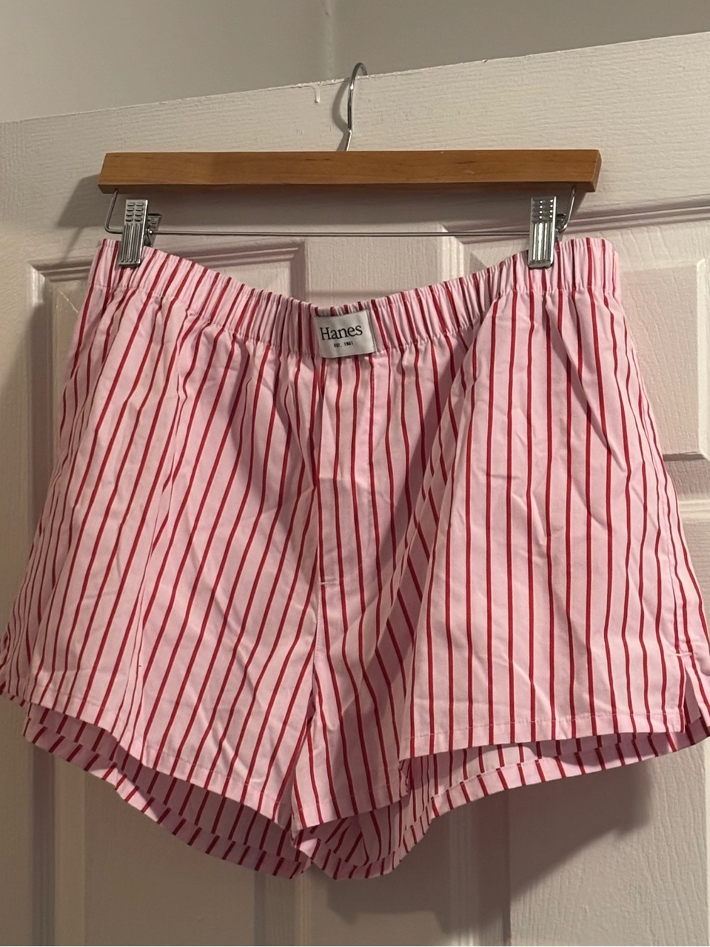 Hanes Pink Boxer Shorts with Red Stripes